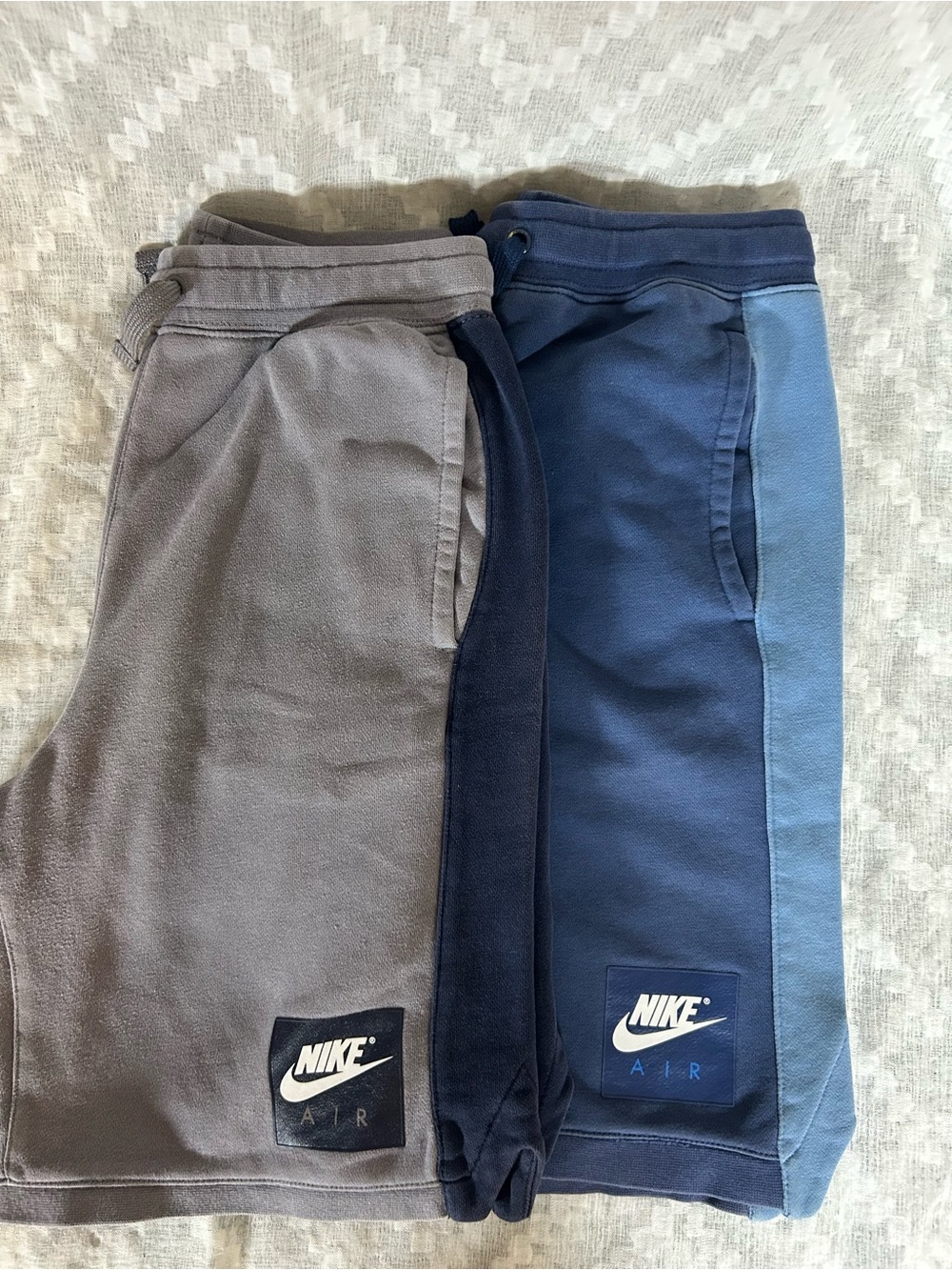 Nike Kids Two-Pack Fleece Shorts in Gray and Blue